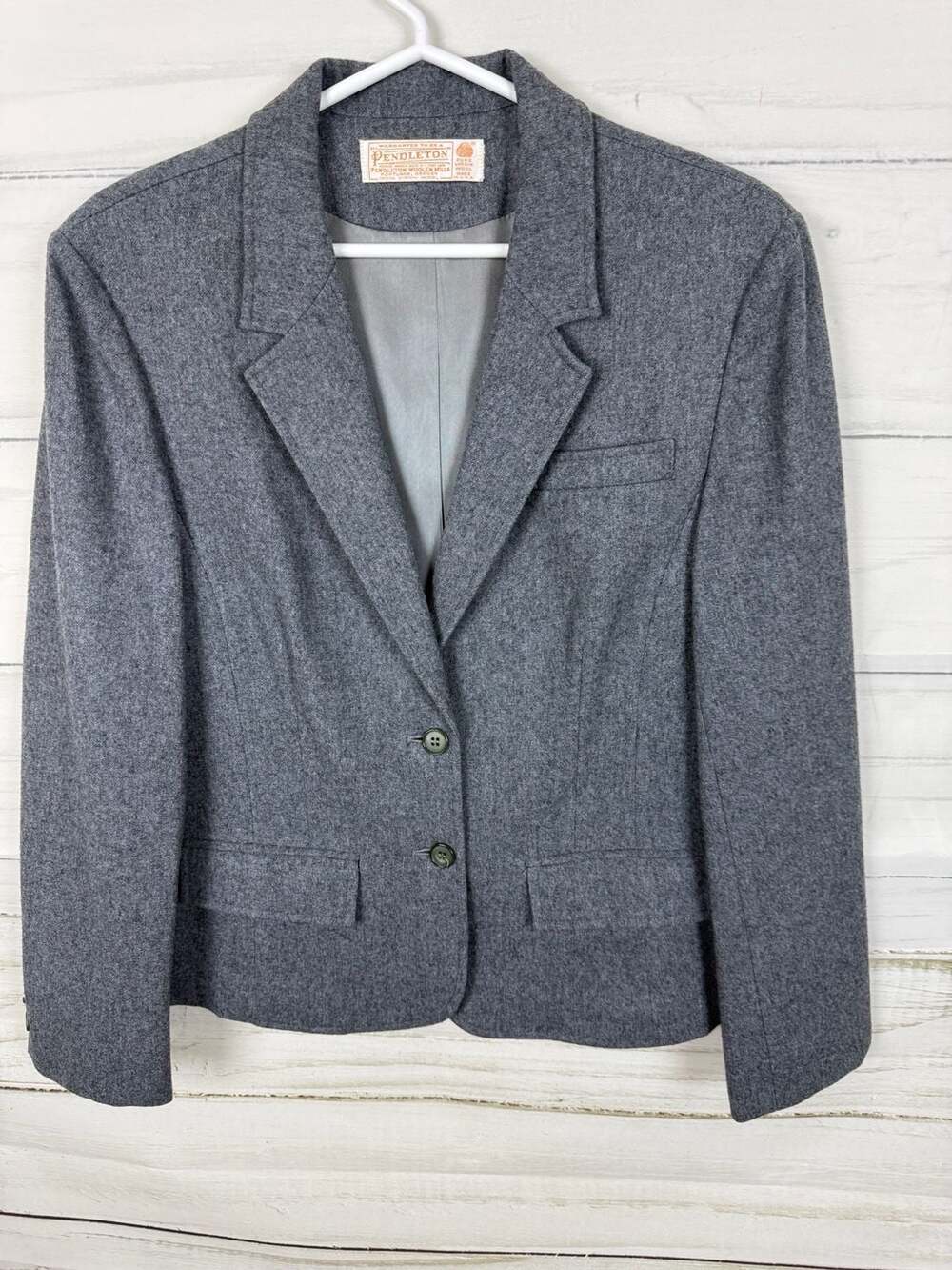 Pendleton Women's Vintage 100% Virgin Wool Gray Blazer Jacket
